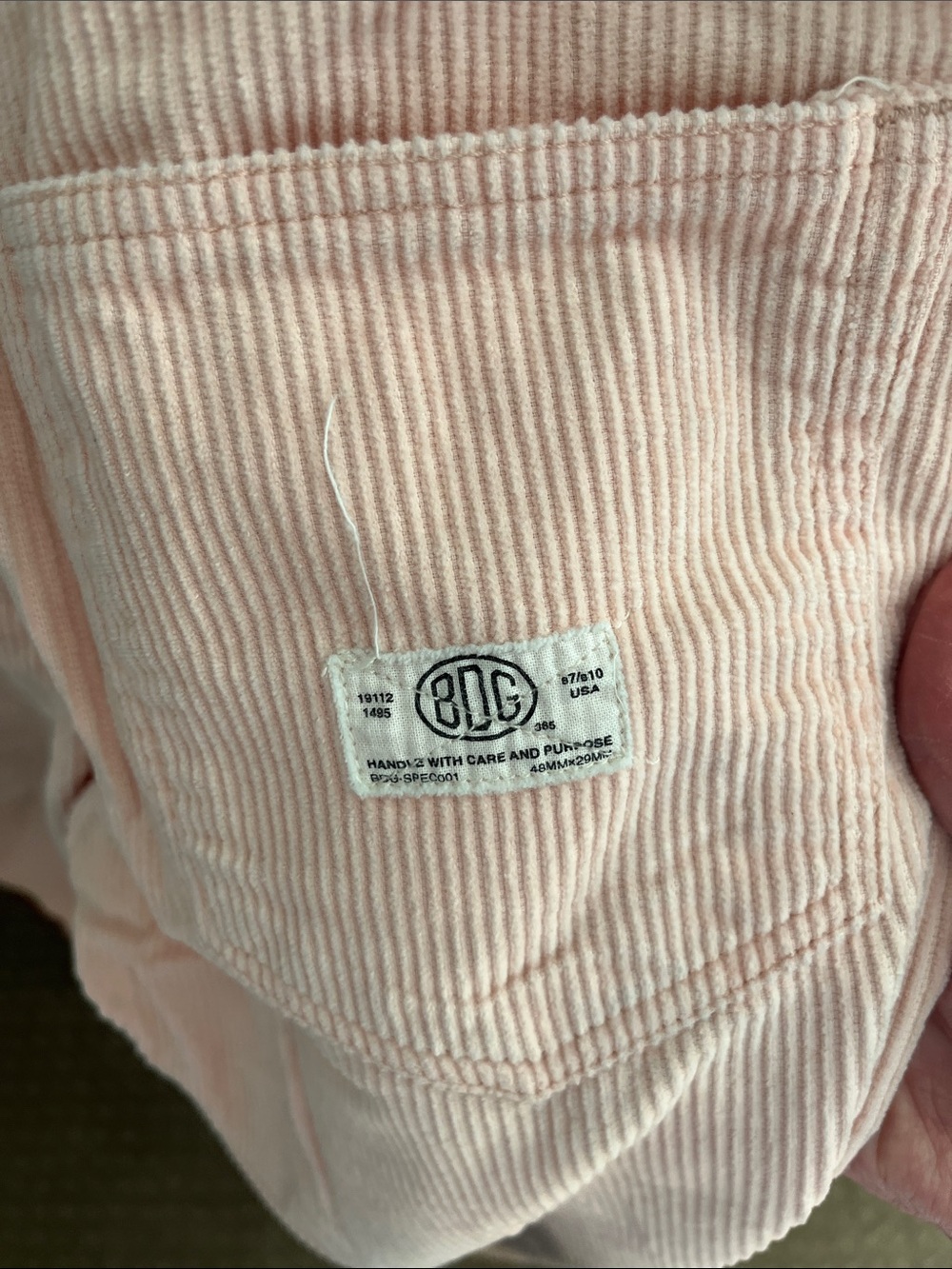 BDG Straight-Leg Men’s Size 32 Waist Corduroy Jeans in Pale Pink NWOT - Picture 5 of 8